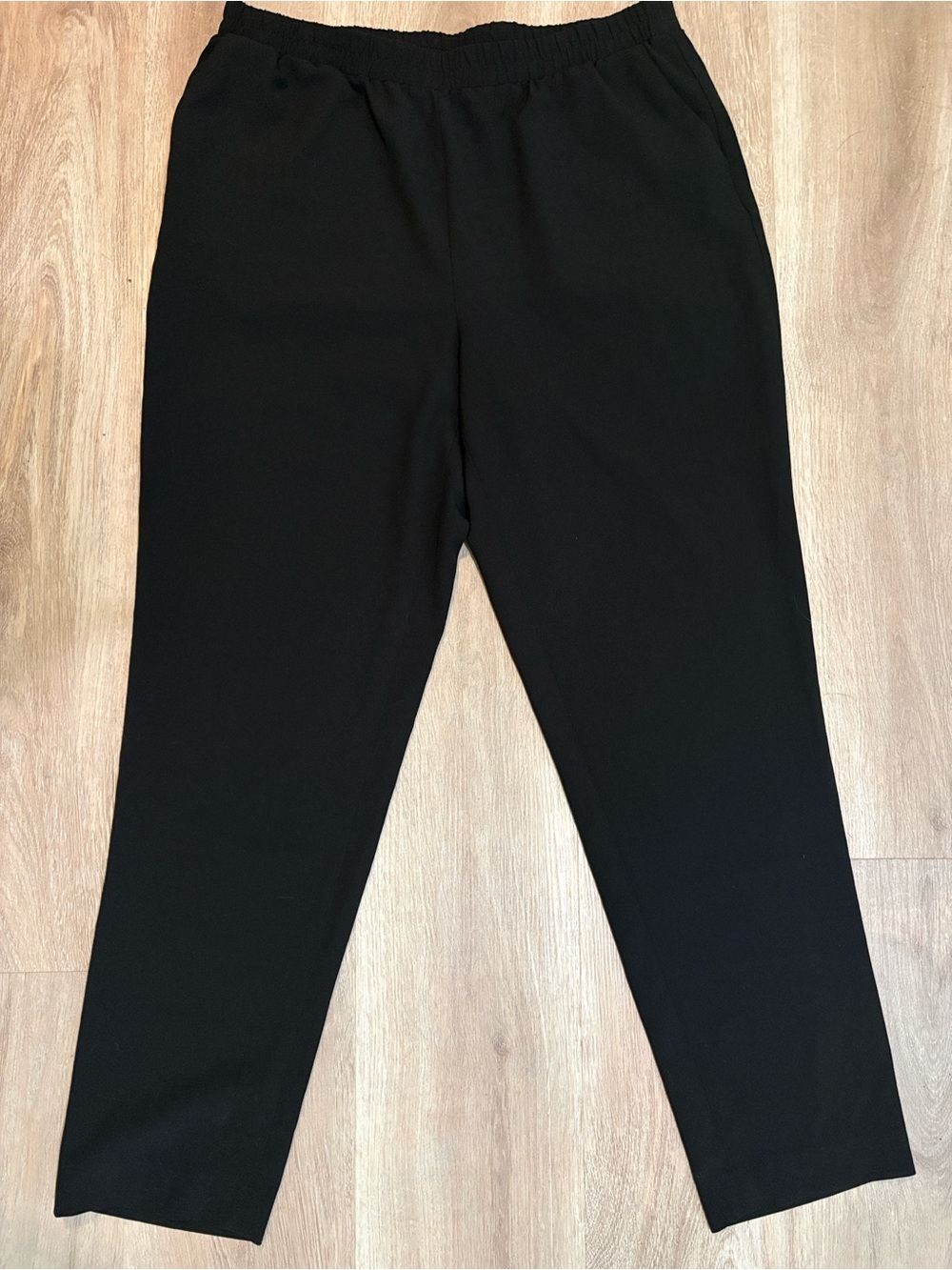 Nine West Black Elastic Waist Straight-Leg Pants